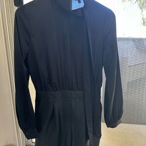 NWT Express Black Tie-Neck Long Sleeve Romper